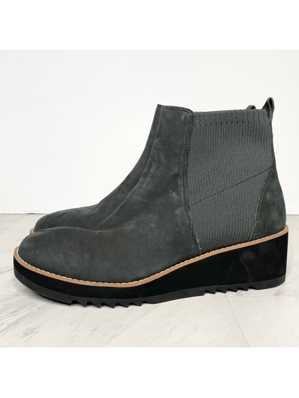Eileen Fisher Lilou Gray Nubuck Wedge Bootie 11